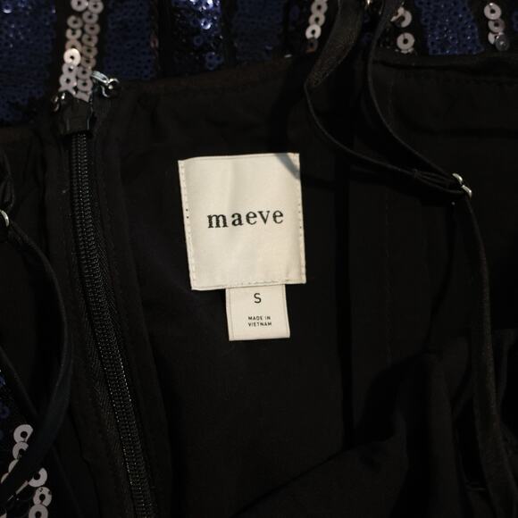 Maeve Sleeveless Sequin Stripe Midi Dress Size S - Picture 7 of 12